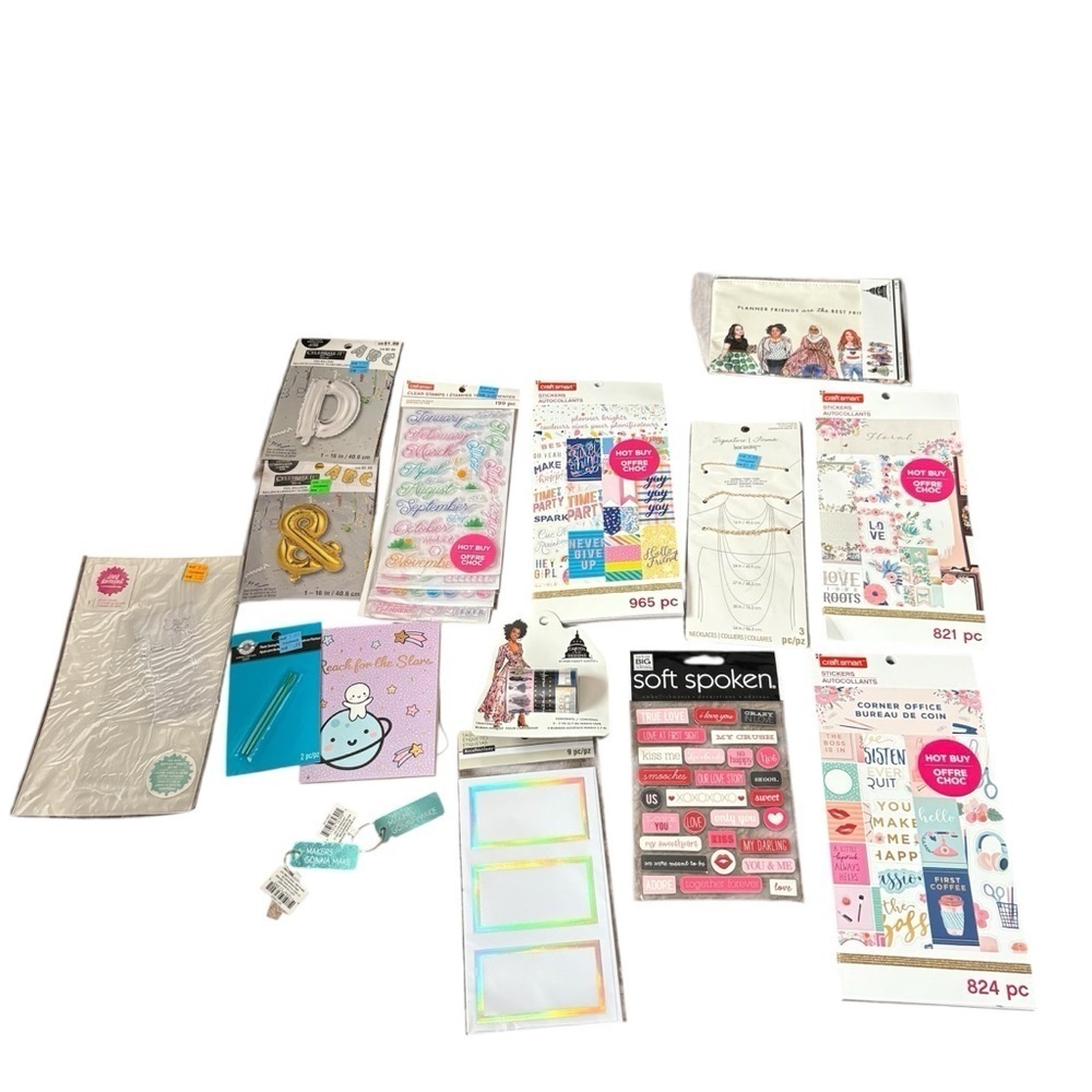 Assorted Craft Sticker Set Bundle NEW Balloons Sewing Needles Keychain